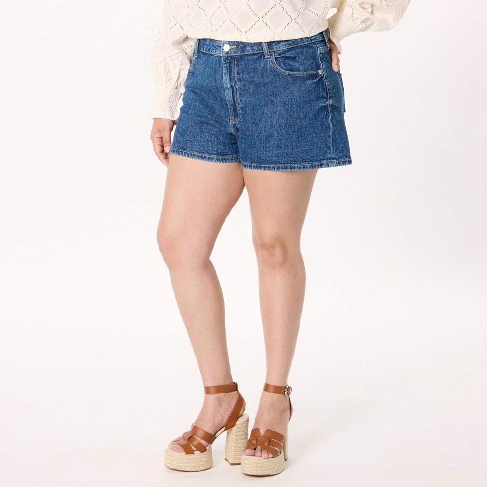 The Drop, Dark Indigo, Mid Rise, Micro Denim Short, 3" Length, 33" Waist - Picture 2 of 5